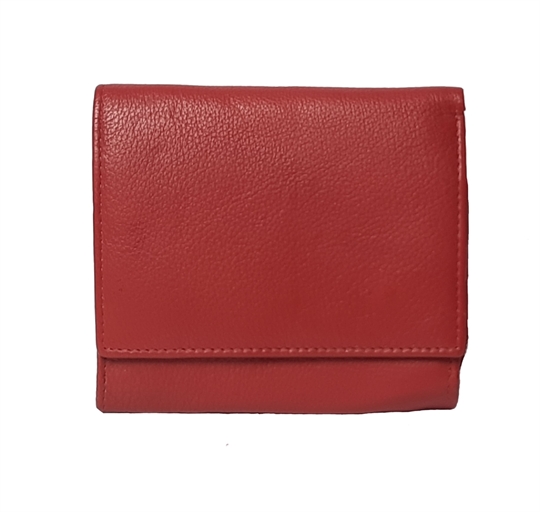 Red small leather square flap over purse