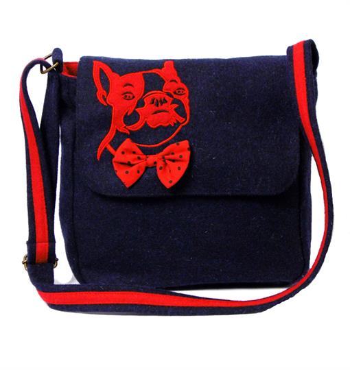 Navy Blue Bulldog across body bag