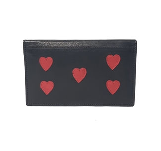 Real leather hearts applique purse