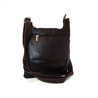 leather front flap pocket across body bag