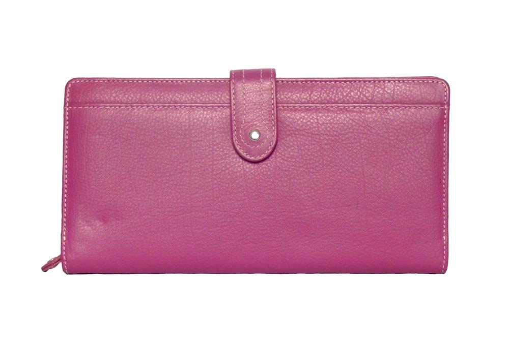 Pink Real Leather Large loop closure purse | Gorjus London