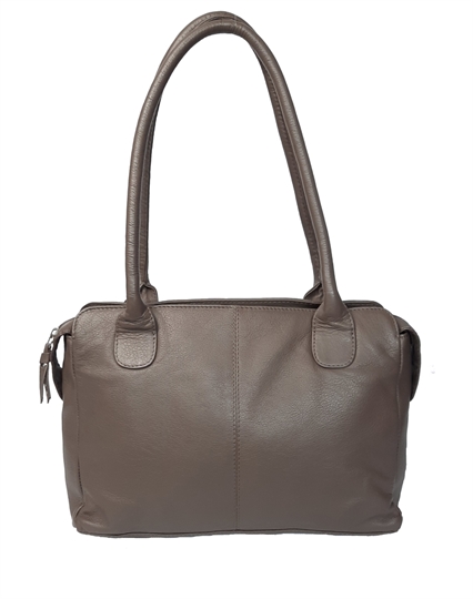 Taupe leather medium tote bag