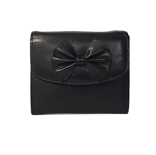 Black Real leather bow purse