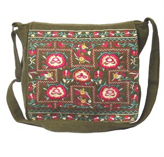 flower power felt embroidered satchel