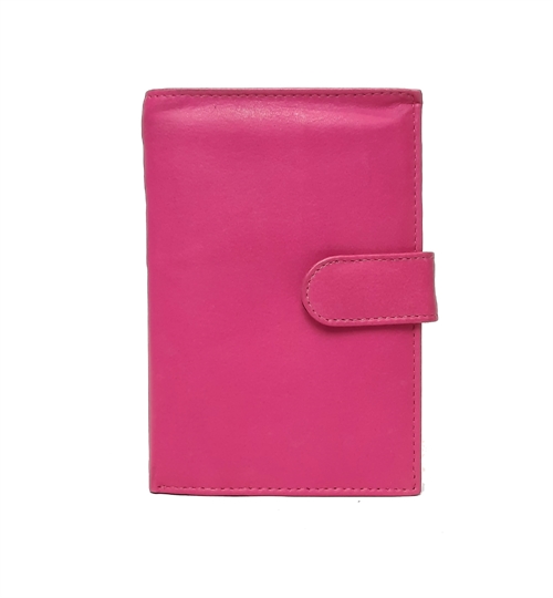 Pink Real leather popper closure purse