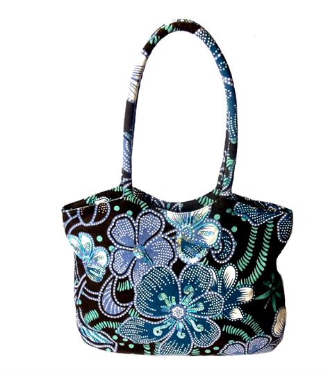 Olive flower power canvas shopper bag