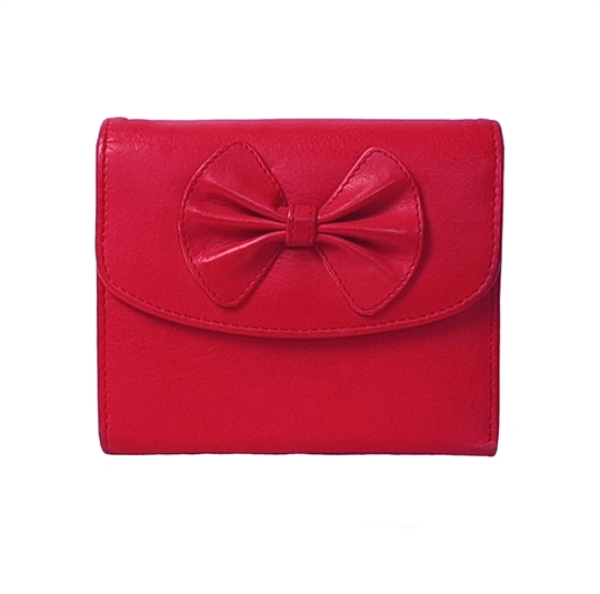 Red Real leather bow purse