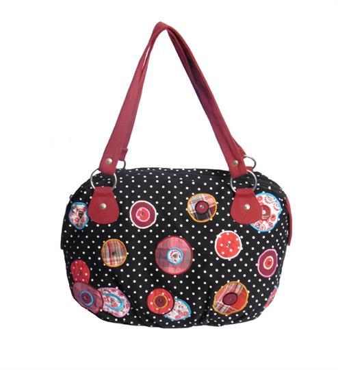 Black On target polka dot hobo bag