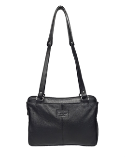 leather three compartment shoulder bag