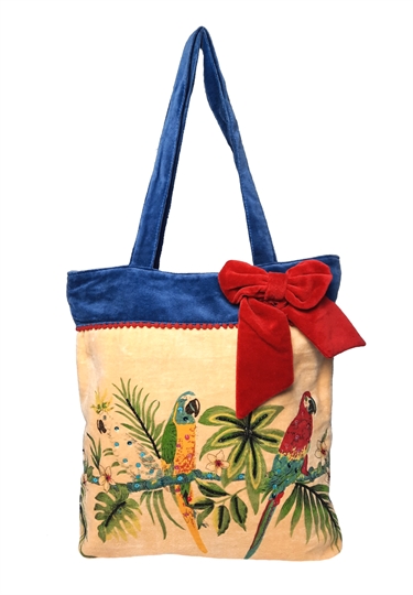 Blue Parrot fashion velvet embroidered bag