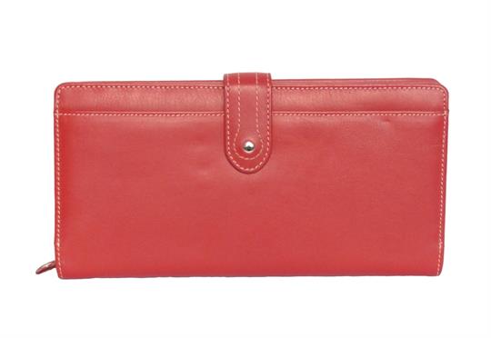 Red Real Leather Large loop closure purse