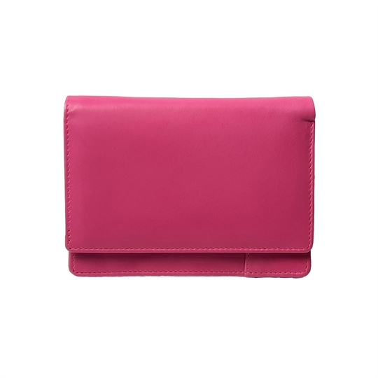 Pink Real leather plain flap over purse