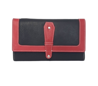 Real leather contrast flap over purse