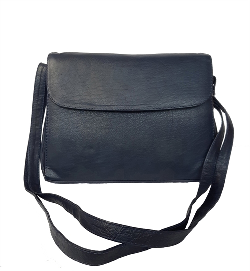 Navy Blue leather across body organiser bag