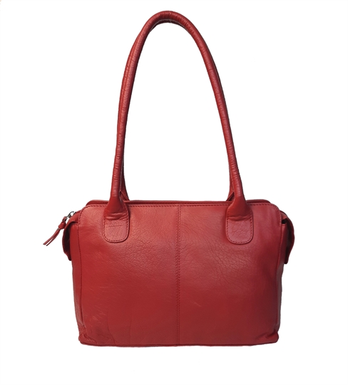 Women's red leather medium tote bag