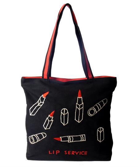 Black Lip Service Canvas shopper