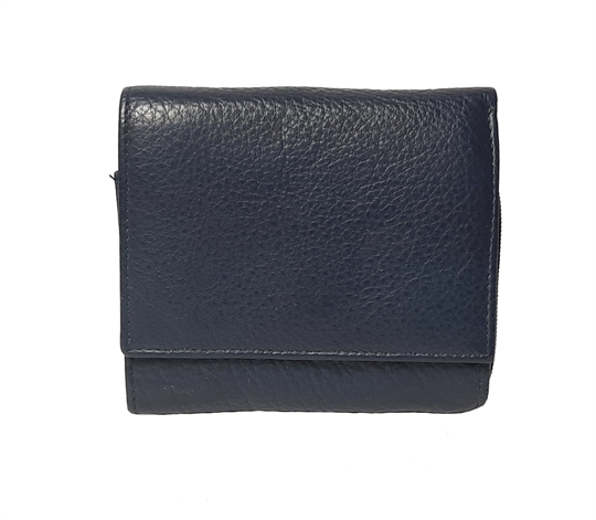 Navy Blue small leather square flap over purse