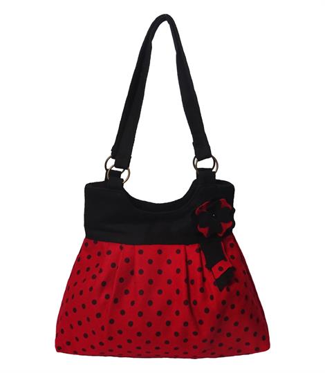 Red flower polka dot shoulder bag