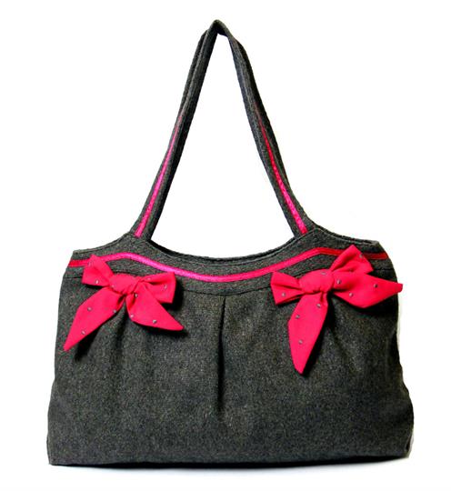 Grey Bows felt bag