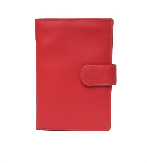 Red Real leather popper closure purse