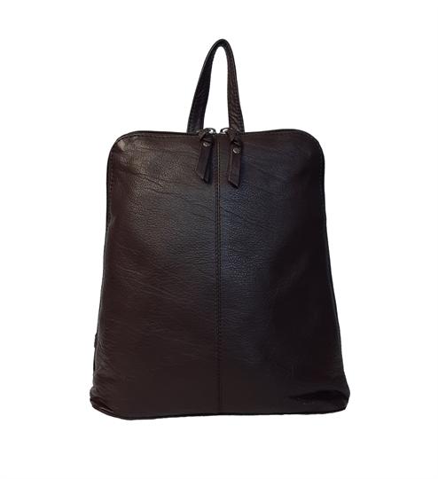 Brown leather front stitch backpack