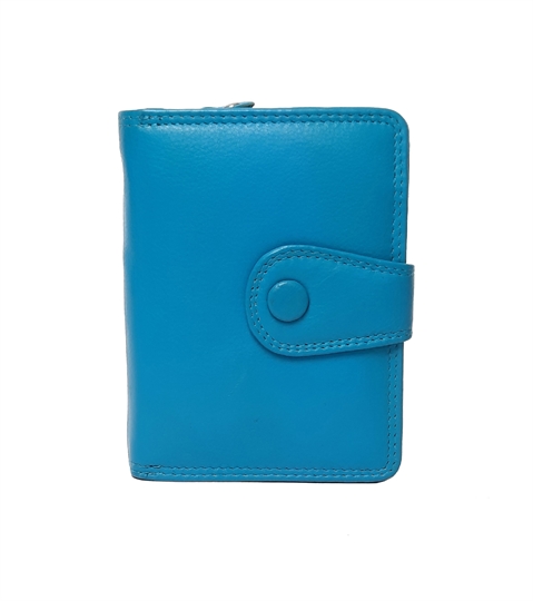 Turquoise Real leather button detail purse