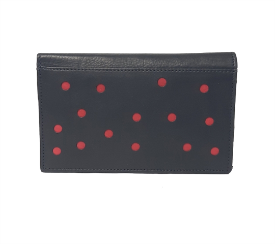 Black Real leather dots cut out purse