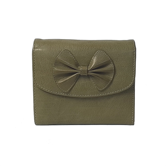 Green Real leather bow purse