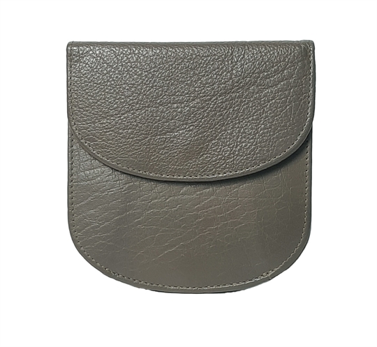 Taupe leather half round purse