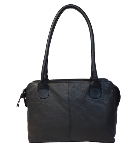 Black leather medium tote bag