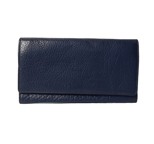 Navy Blue leather flap over purse