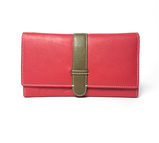 Red Real leather belt loop flap purse