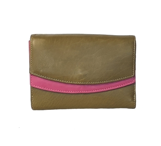 Real leather double curved flap purse