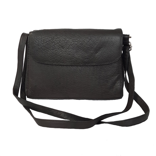 Black leather across body organiser bag