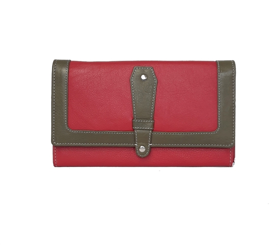 Red Real leather contrast flap over purse