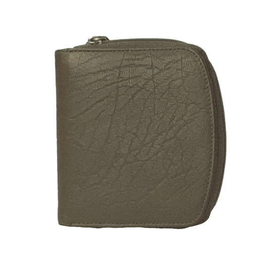 Taupe leather curved edge purse