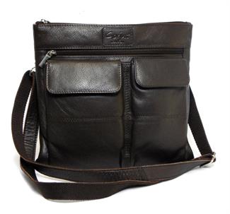 leather double front pocket across body bag