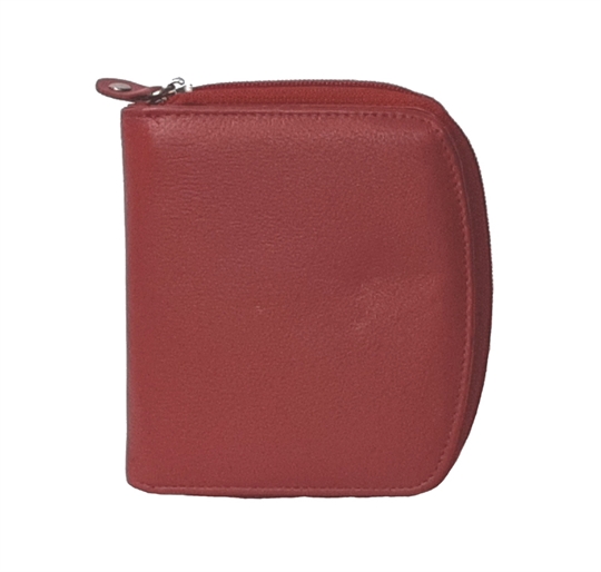 Red leather curved edge purse