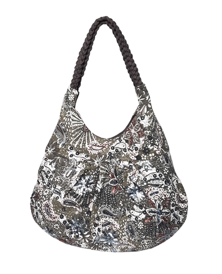 Grey Flowers & Paisley slouch bag