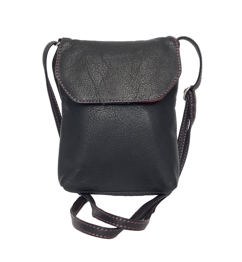 Black leather small flap over across body bag