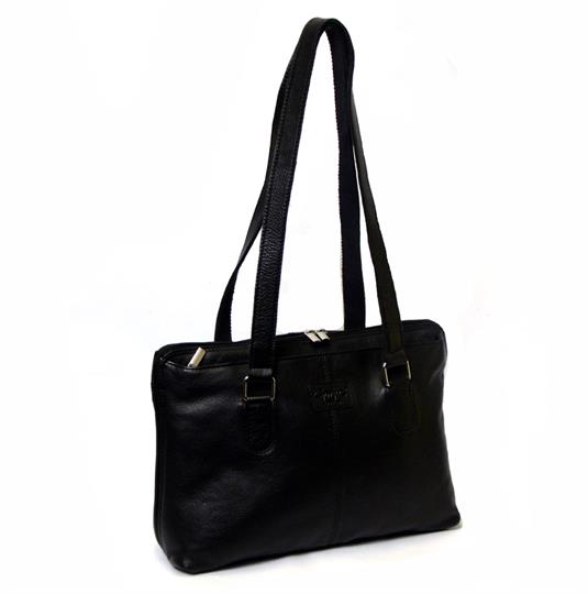 Black large leather tote bag