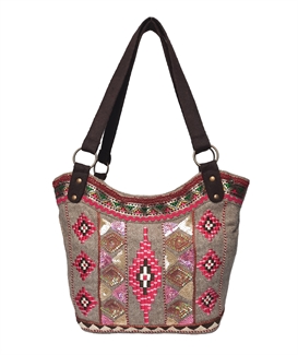 diamonds embroidered tweed bucket shoulder bag