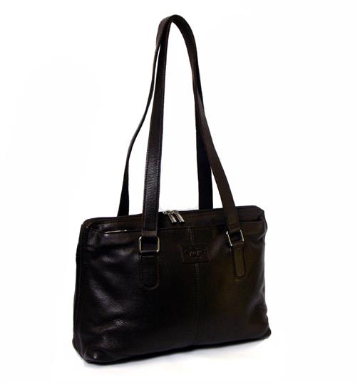 Brown large leather tote bag