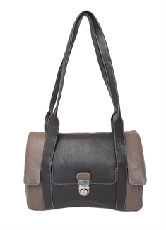 leather flap over handbag