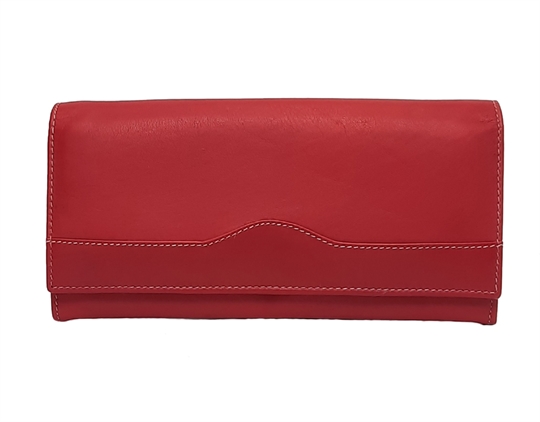 Red Real leather wave design purse