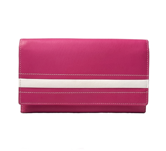 Pink Real leather stripe applique purse