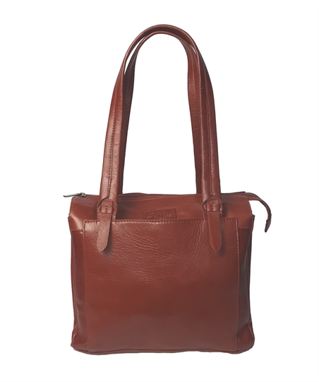 Brown leather tote shoulder bag