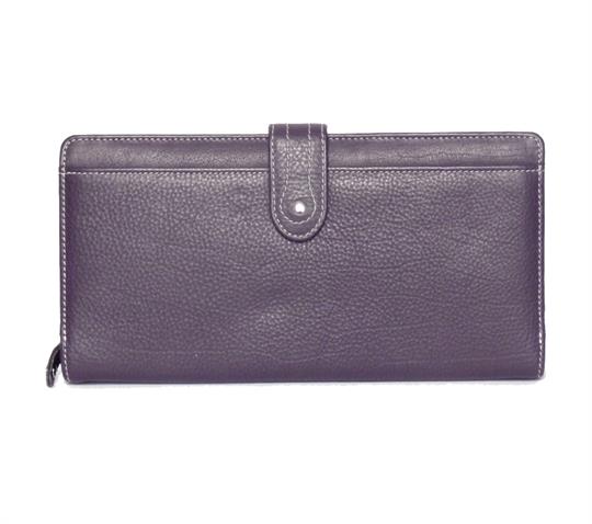 Purple Real Leather Large loop closure purse