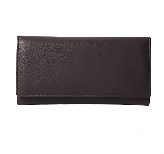 Brown leather flap over purse