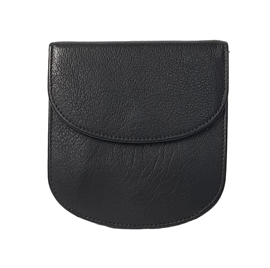 Black leather half round purse